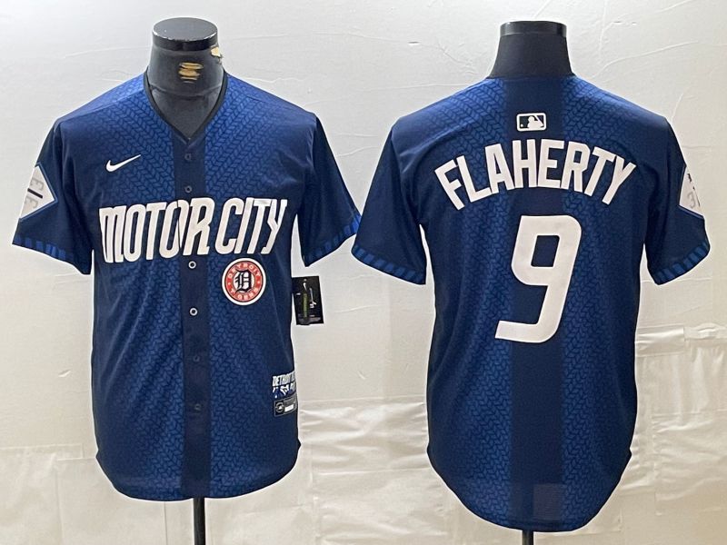 Men Detroit Tigers #9 Flaherty Blue City Edition Nike 2024 MLB Jersey style 2